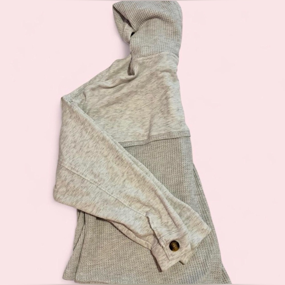 Light Gray Hooded Button-Up Shacket - Picture 2 of 2